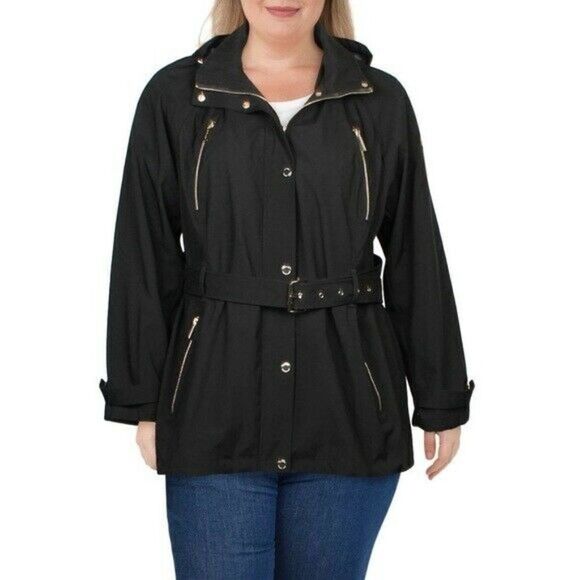 MICHAEL Michael Kors Black Hooded Raincoat Women's Size Small NWT - Picture 1 of 9
